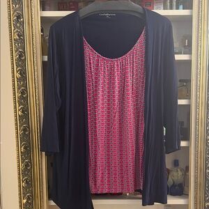 Croft & Barrow Navy and Pink Blouse